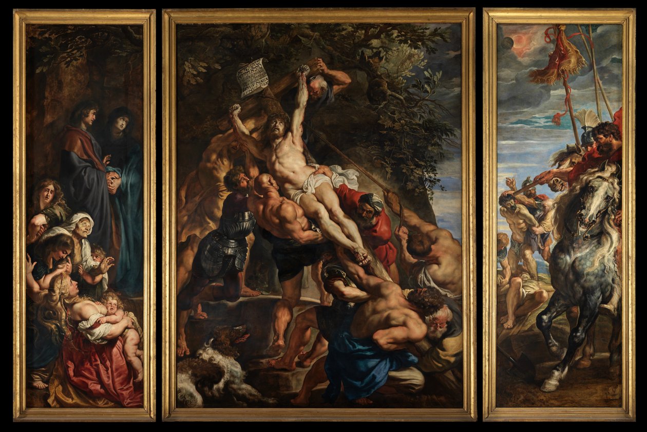 Korsløftning, ca. 1610-11 (olie på panel) af Peter Paul Rubens