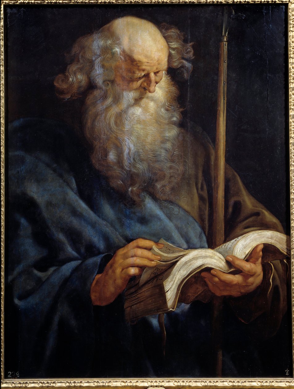 Repræsentation af apostlen Sankt Thomas Maleri af Peter Paul (Pierre-Paul) Rubens (eller Peter Paul eller Petrus Paulus) (1577-1640) 1600-tallet søn. 1,08x0,84 m Madrid, Prado-museet af Peter Paul Rubens