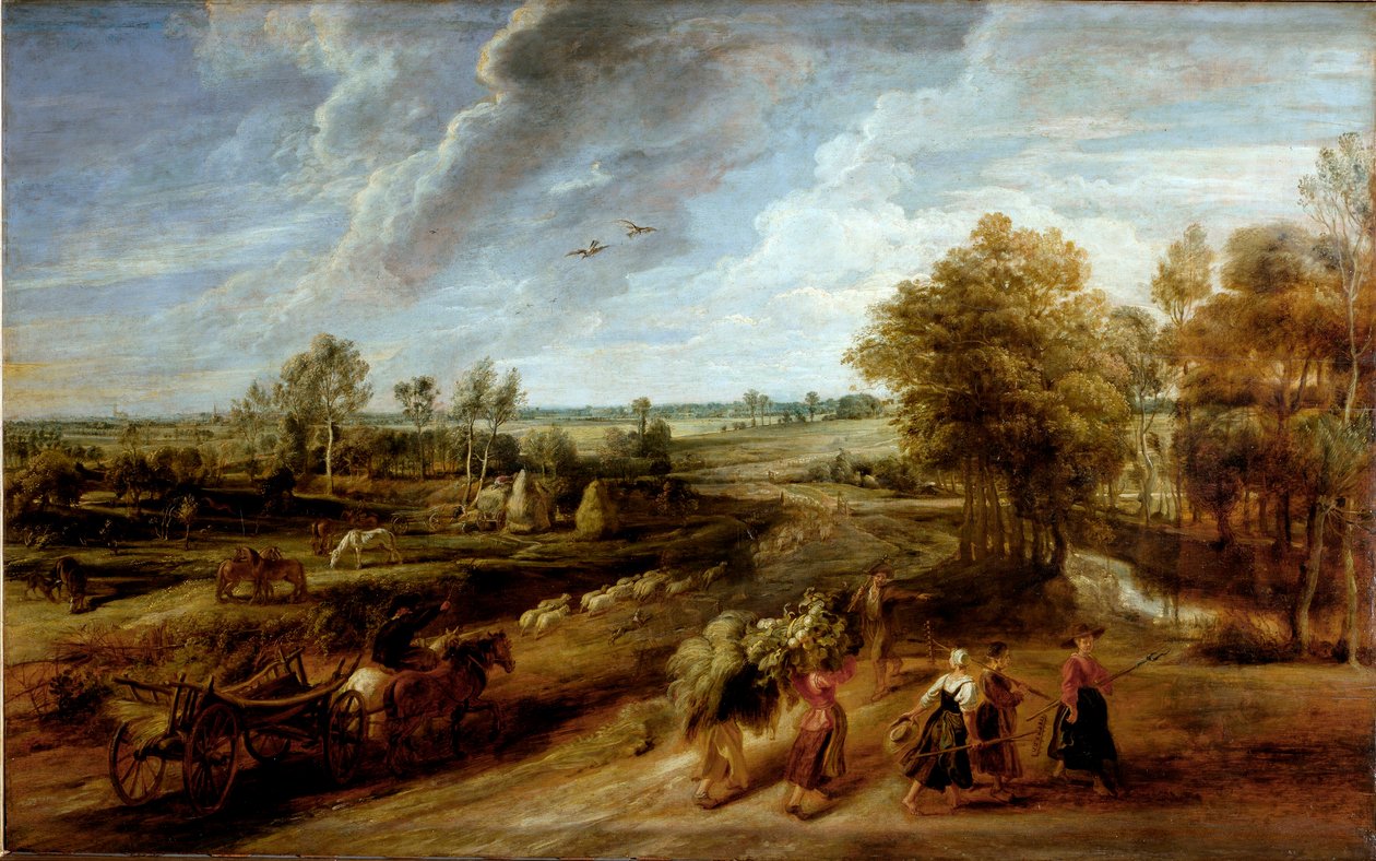 Bøndernes tilbagevenden efter arbejdsdagen på markerne (olie på lærred af Peter Paul Rubens