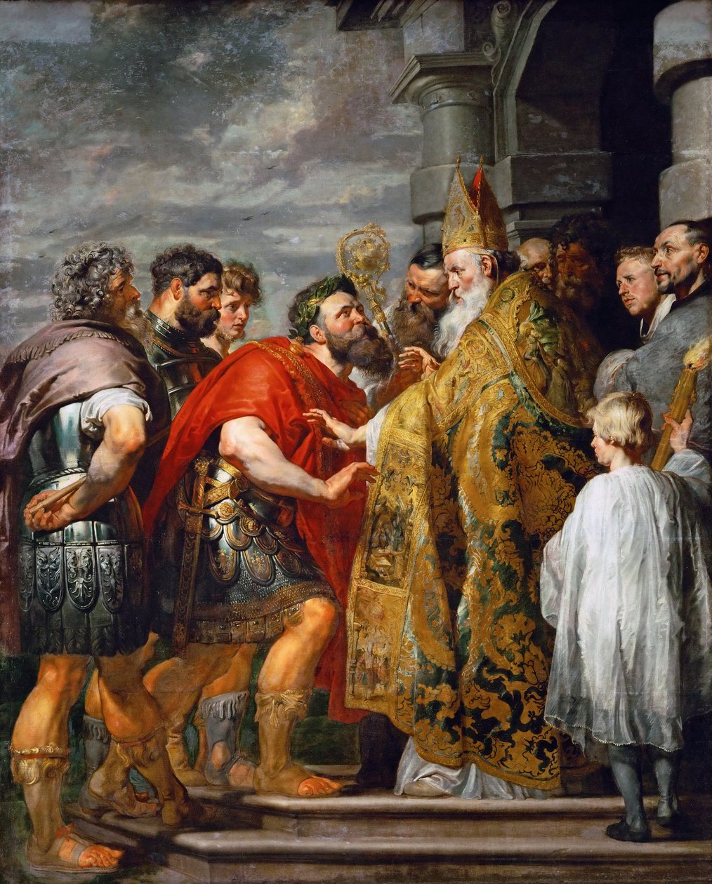 Sankt Ambrosius af Milano (død 397) og kejser Theodosius I den Store (347-395) - Sankt Ambrosius og kejser Theodosius I - Pieter Paul Rubens (1577-1640). Olie på lærred, ca. 1615. Mål: 362x246 cm. Kunsthistorisk Museum, Wien af Peter Paul Rubens