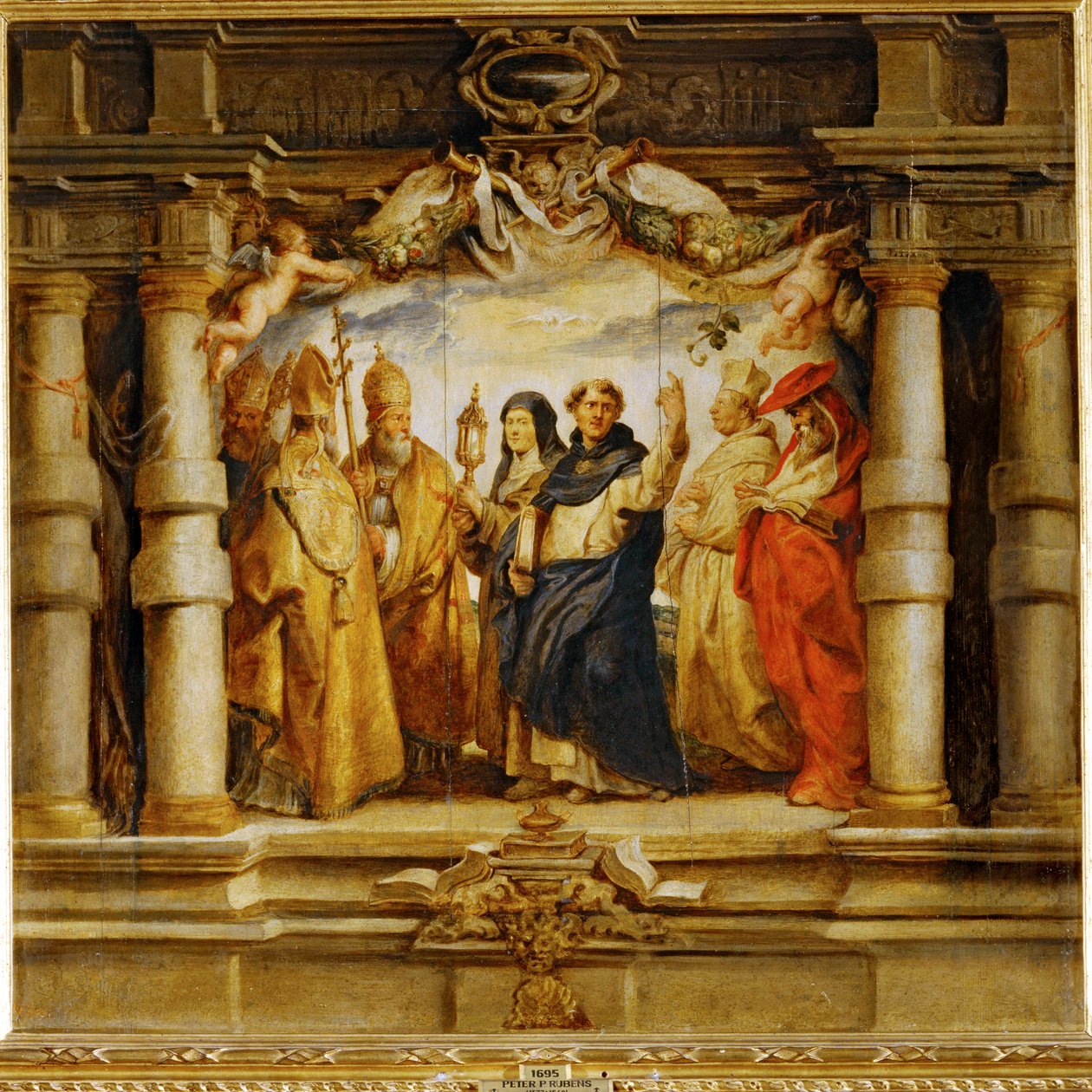 Sankt Clara mellem præster og kirkefædre (maleri) af Peter Paul Rubens