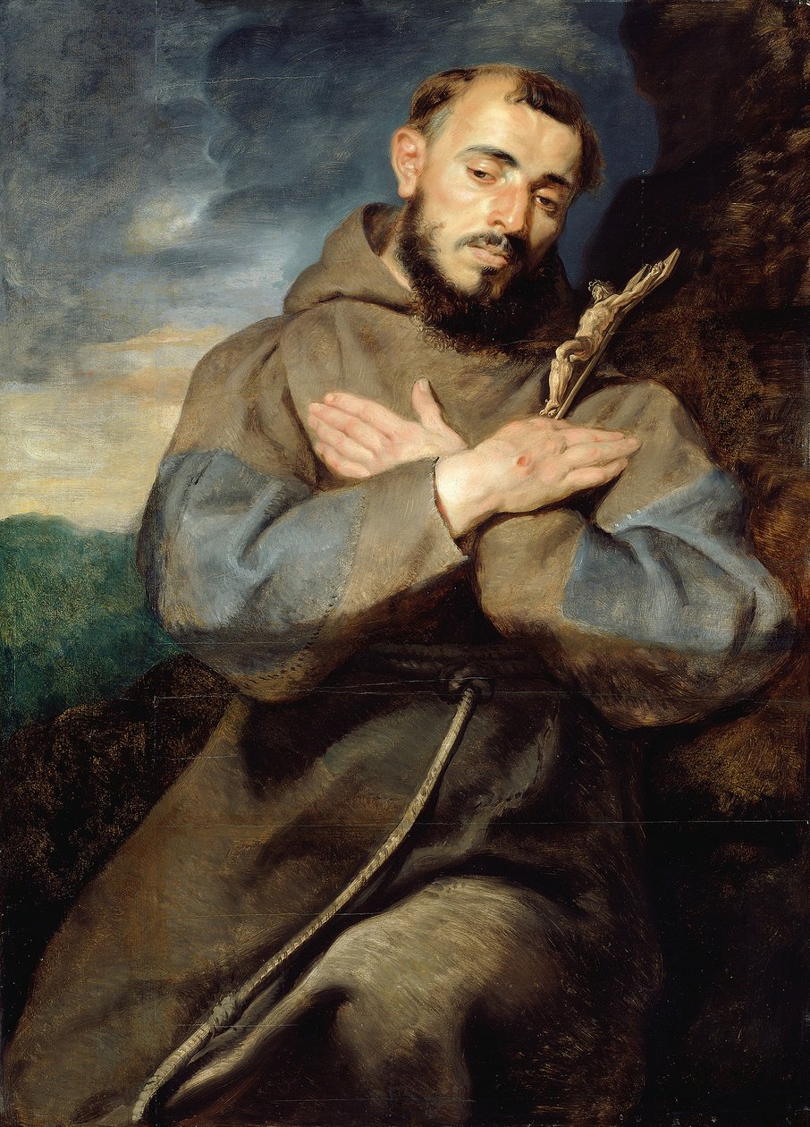 Den hellige Frans, ca. 1615 (olie på panel) af Peter Paul Rubens