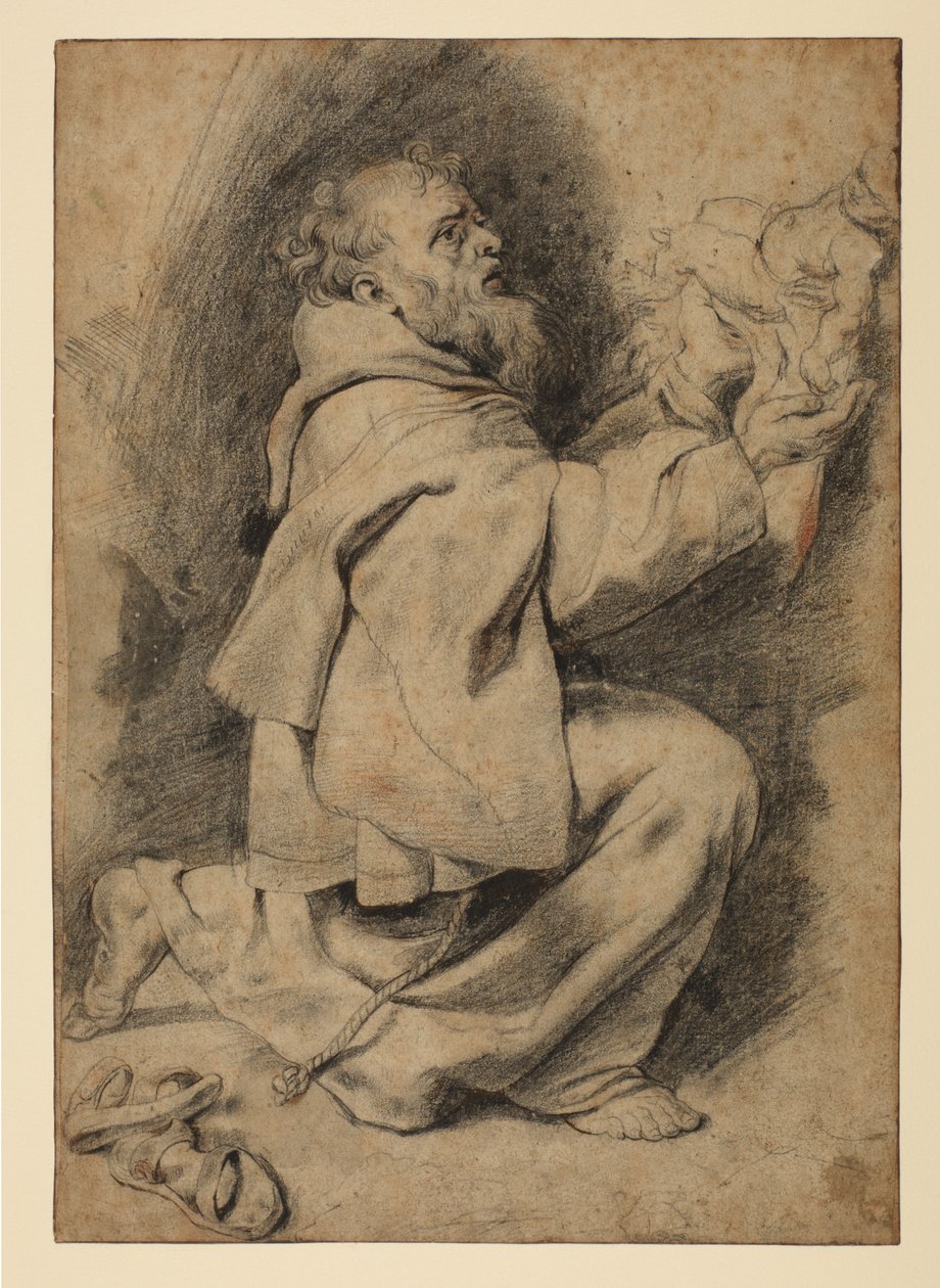 Saint Francis kneeling, receiving the Infant Christ, c.1617dani af Peter Paul Rubens