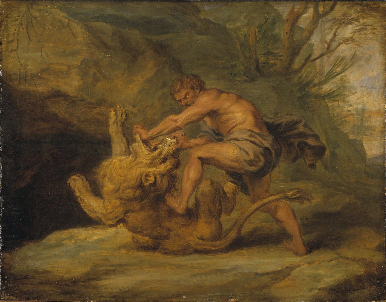 Samson og løven. Studie af Peter Paul Rubens
