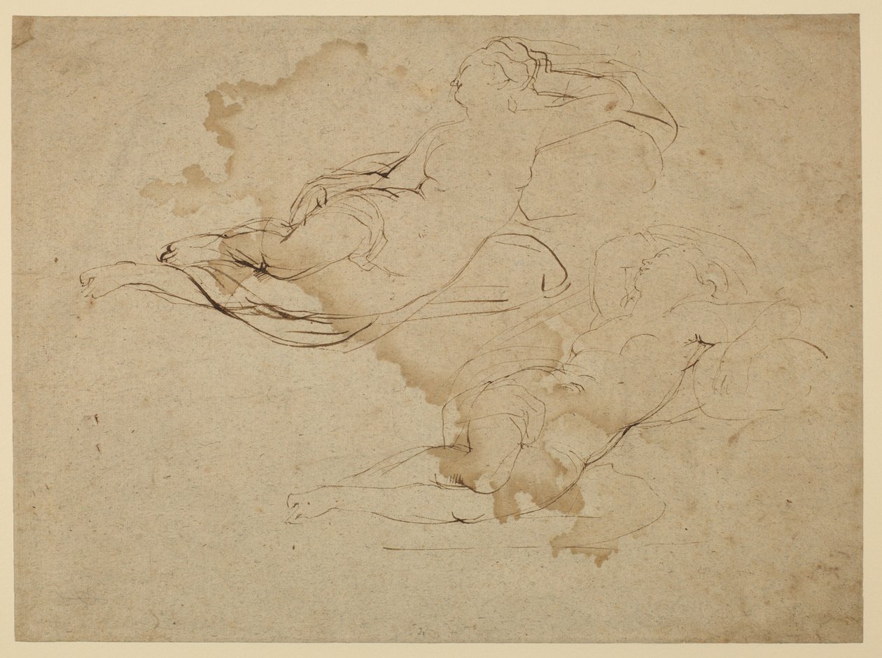 Undersøgelser af en sovende nøgen kvinde (recto) af Peter Paul Rubens