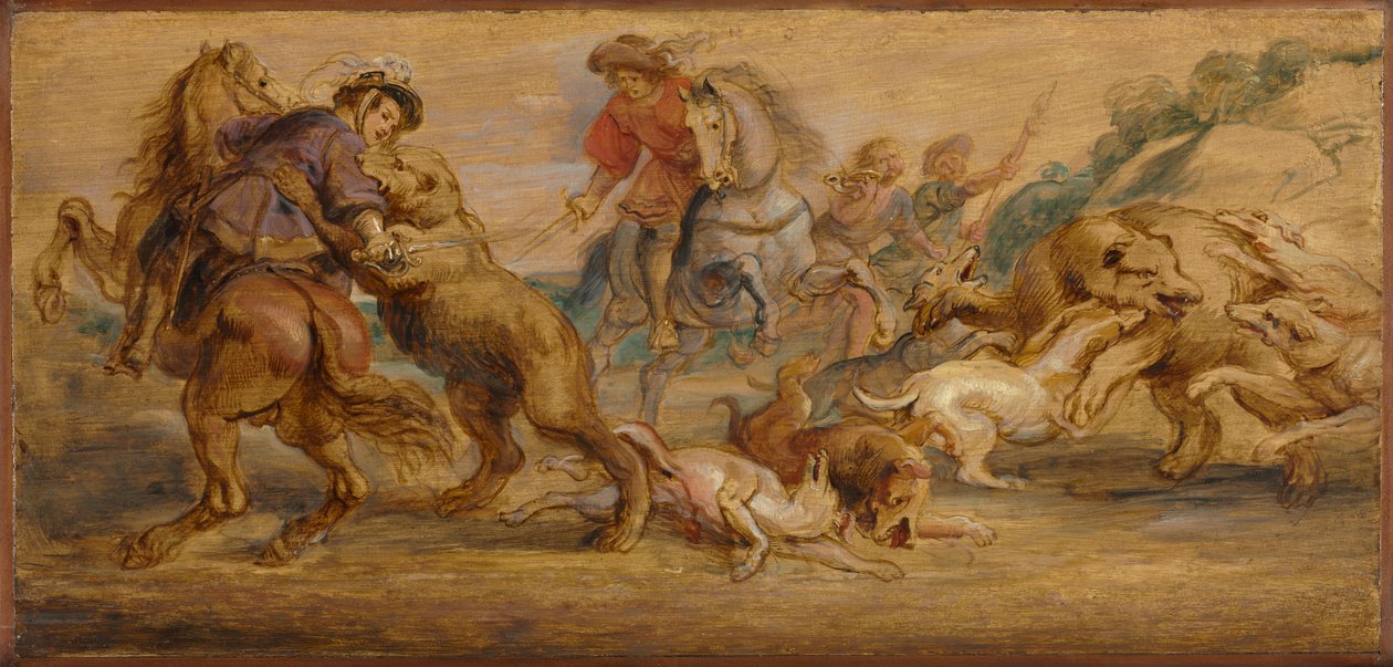 Studie til Bjørnejagten på Alcázar, Madrid, ca. 1639. af Peter Paul Rubens