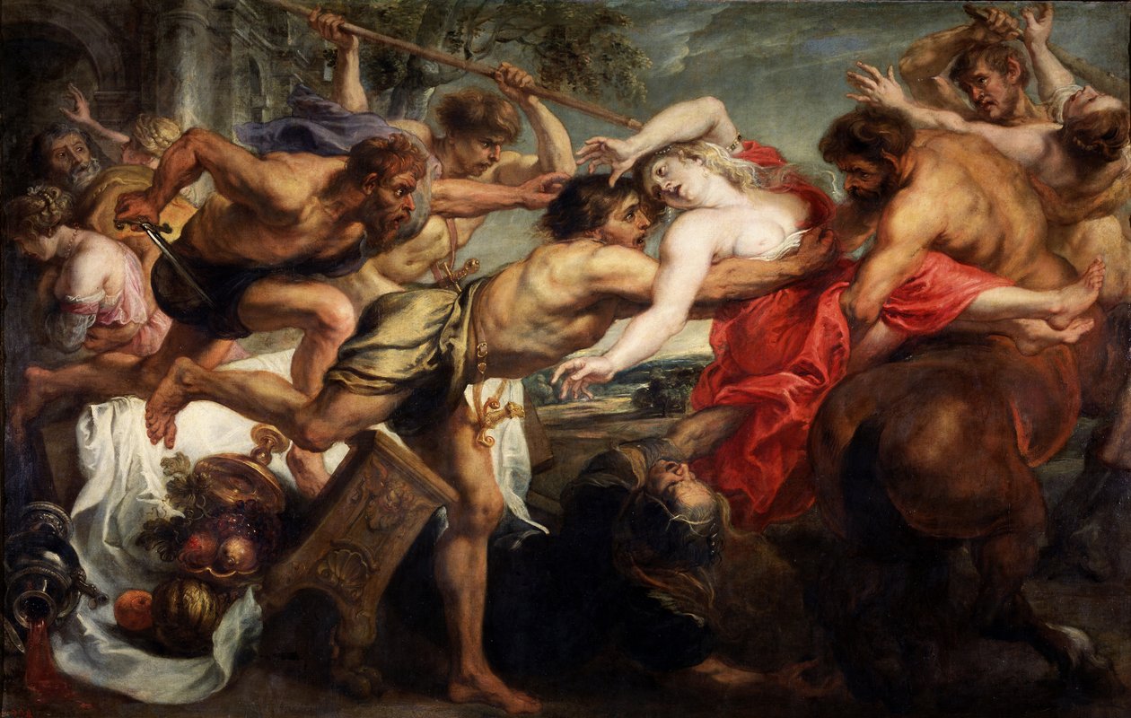 Bortførelsen af Hippodamia, eller Lapiths and Centaurs, 1636-1638 af Peter Paul Rubens