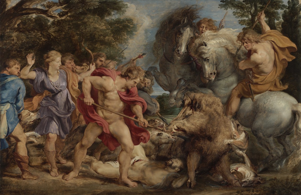 The Calydonian Boar Hunt, ca. 1611-2 (olie på panel) af Peter Paul Rubens