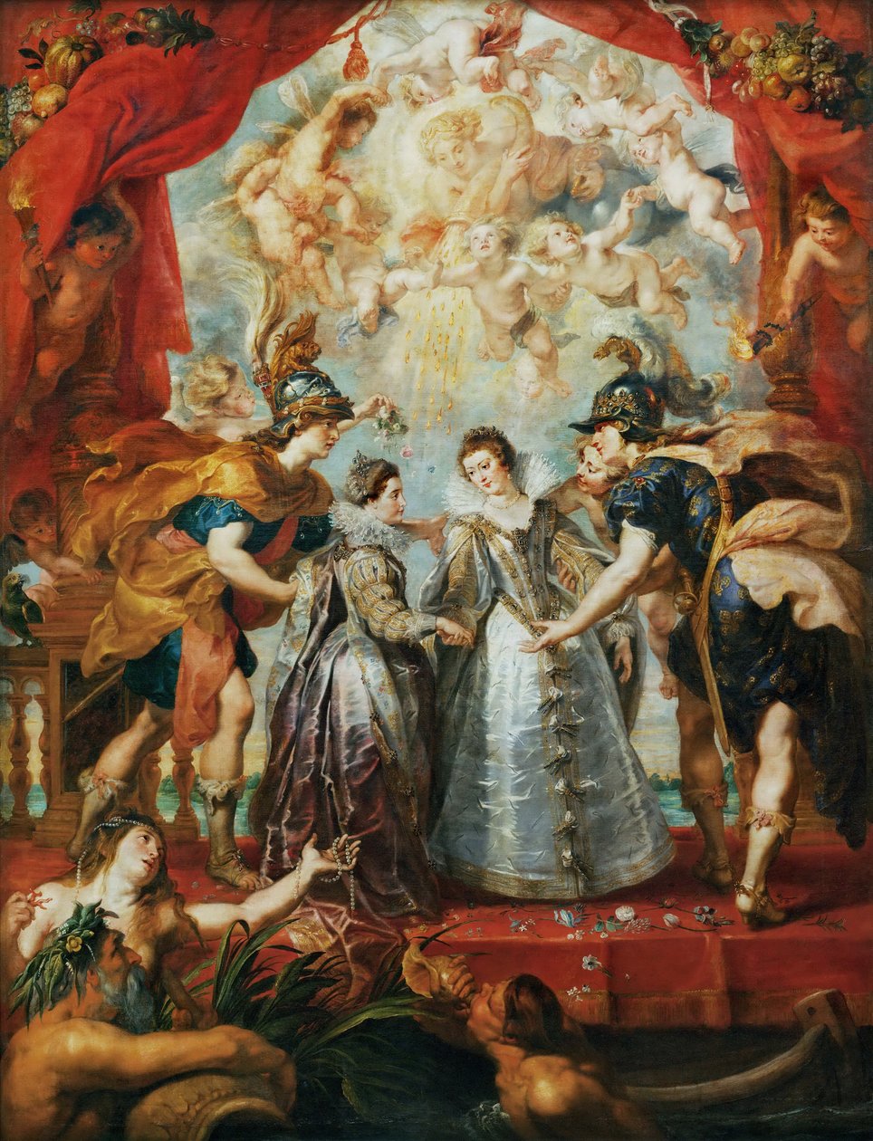 Prinsessernes udveksling ved den spanske grænse. Marie de Medici-cyklussen af Peter Paul Rubens