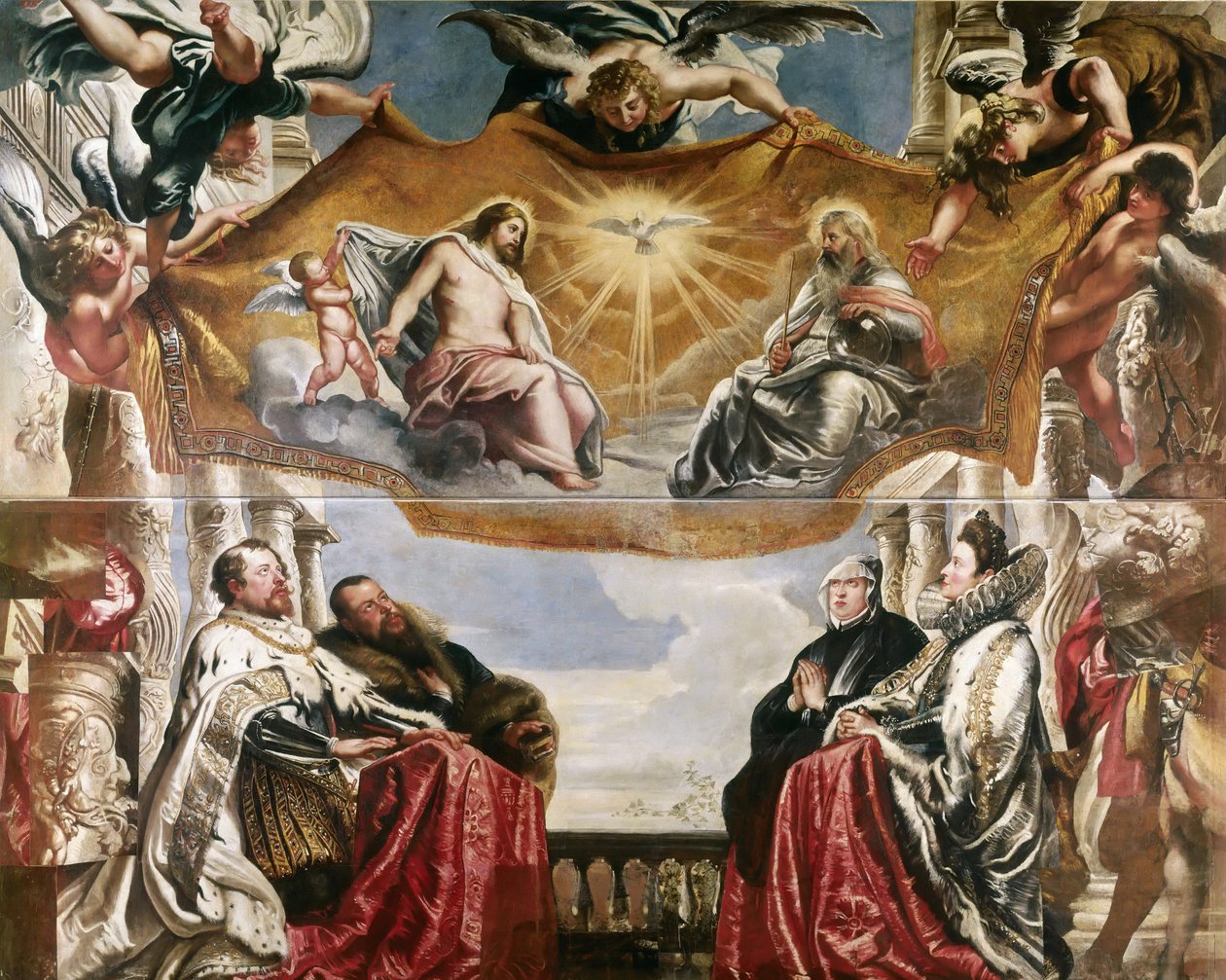 Gonzaga-familien i tilbedelse af den hellige treenighed, 1604-1605. af Peter Paul Rubens