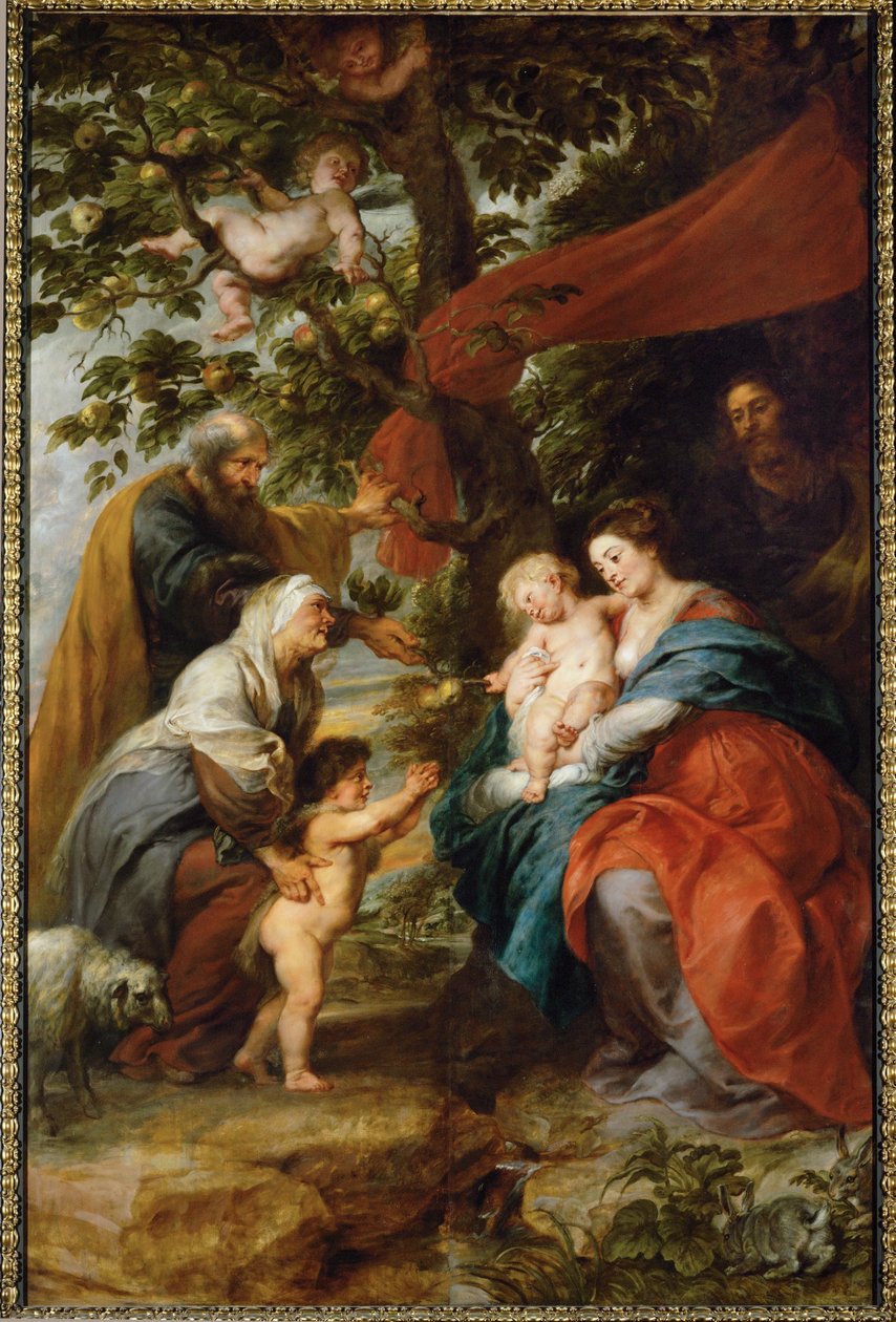 Den hellige familie hviler under et æbletræ af Peter Paul Rubens