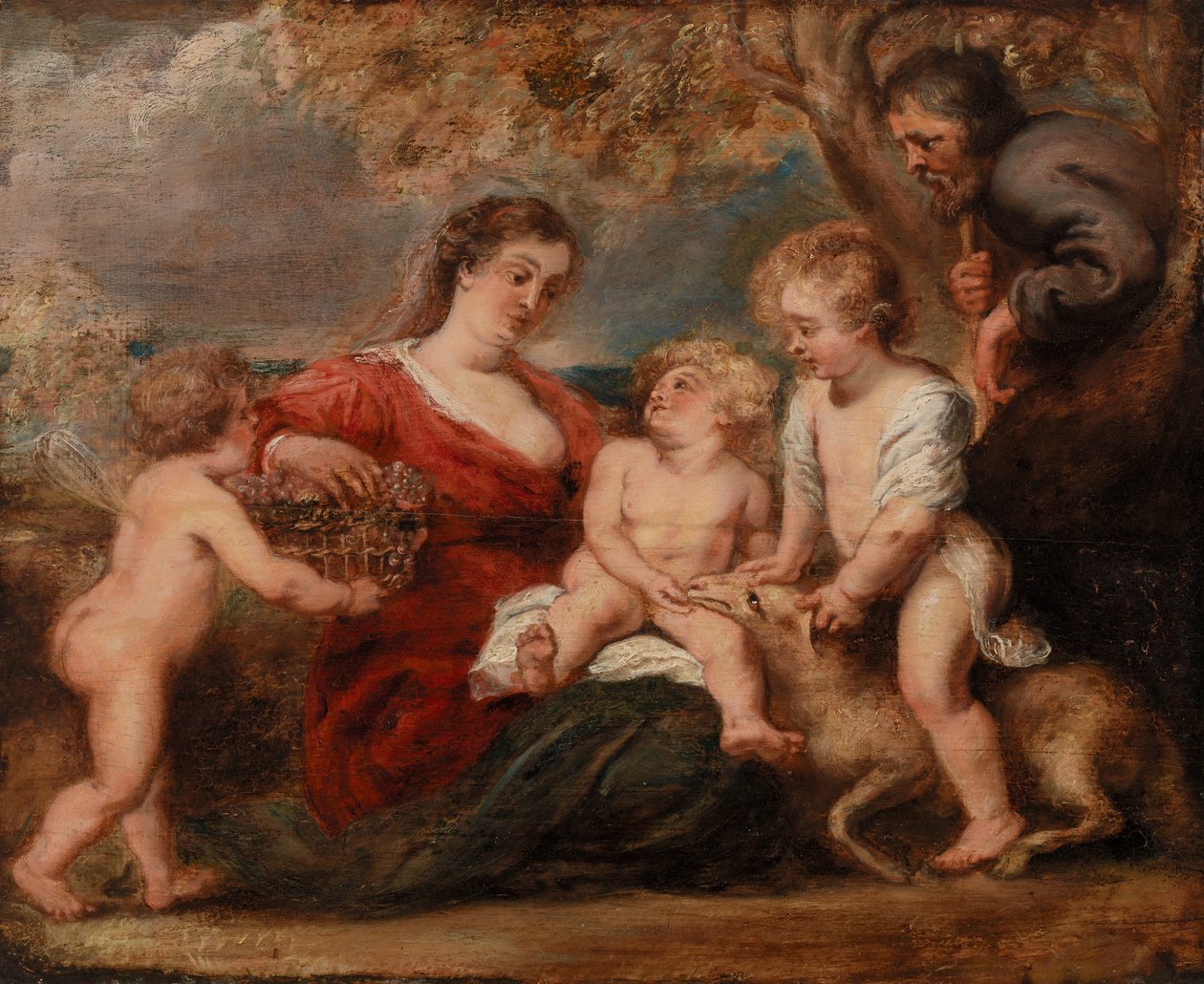 Den hellige familie med Johannes Døberen og en engel af Peter Paul Rubens