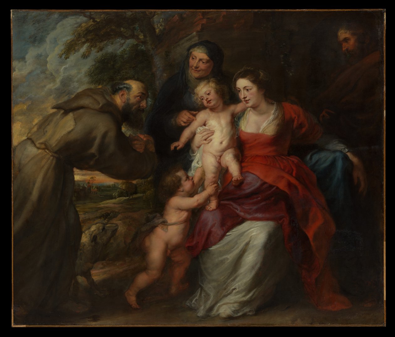Den hellige familie med de hellige Frans og Anna og den lille Johannes Døber af Peter Paul Rubens
