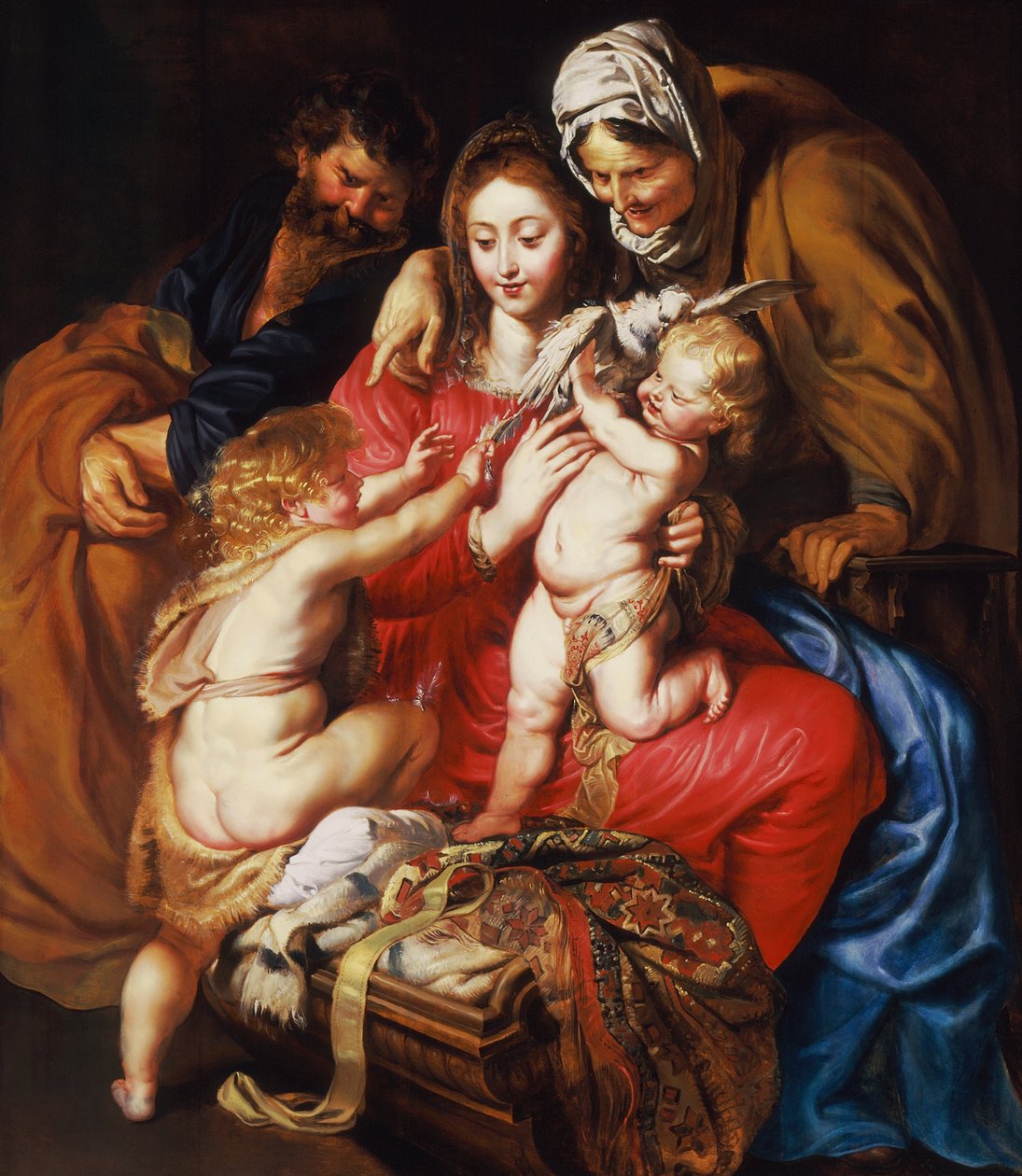 Den hellige familie med den hellige Elizabeth, den hellige Johannes og en due, ca. 1609 af Peter Paul Rubens