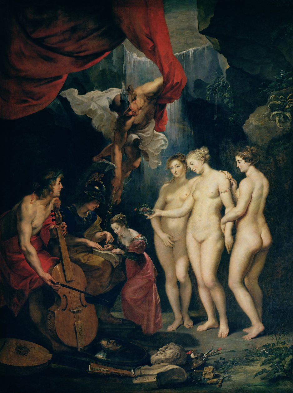 The Medici Cycle: Education of Marie de Medici (1573-1642) 1621-25 (olie på lærred) af Peter Paul Rubens