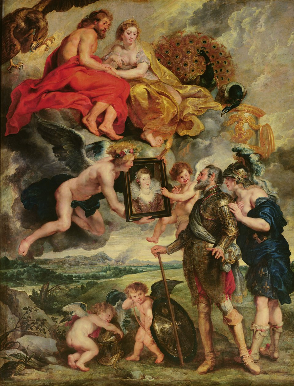 Medici-cyklussen: Henri IV (1553-1610) Modtagelse af portrættet af Marie de Medici (1573-1642) 1621-25 af Peter Paul Rubens