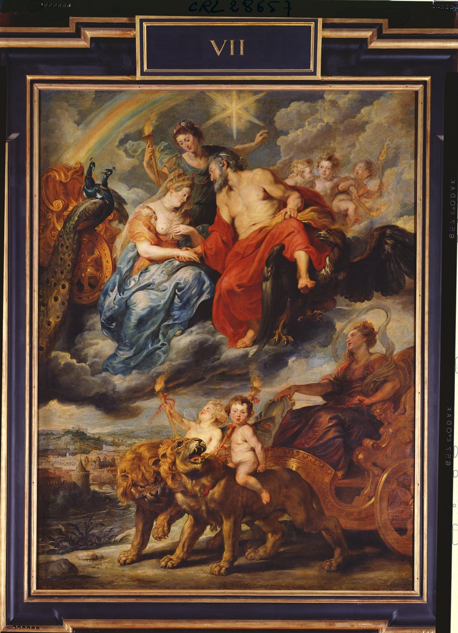 Medici-cyklussen: Møde mellem Henri IV (1553-1610) og Marie de Medici (1573-1642) i Lyon den 9. september 1600, 1621-25 af Peter Paul Rubens