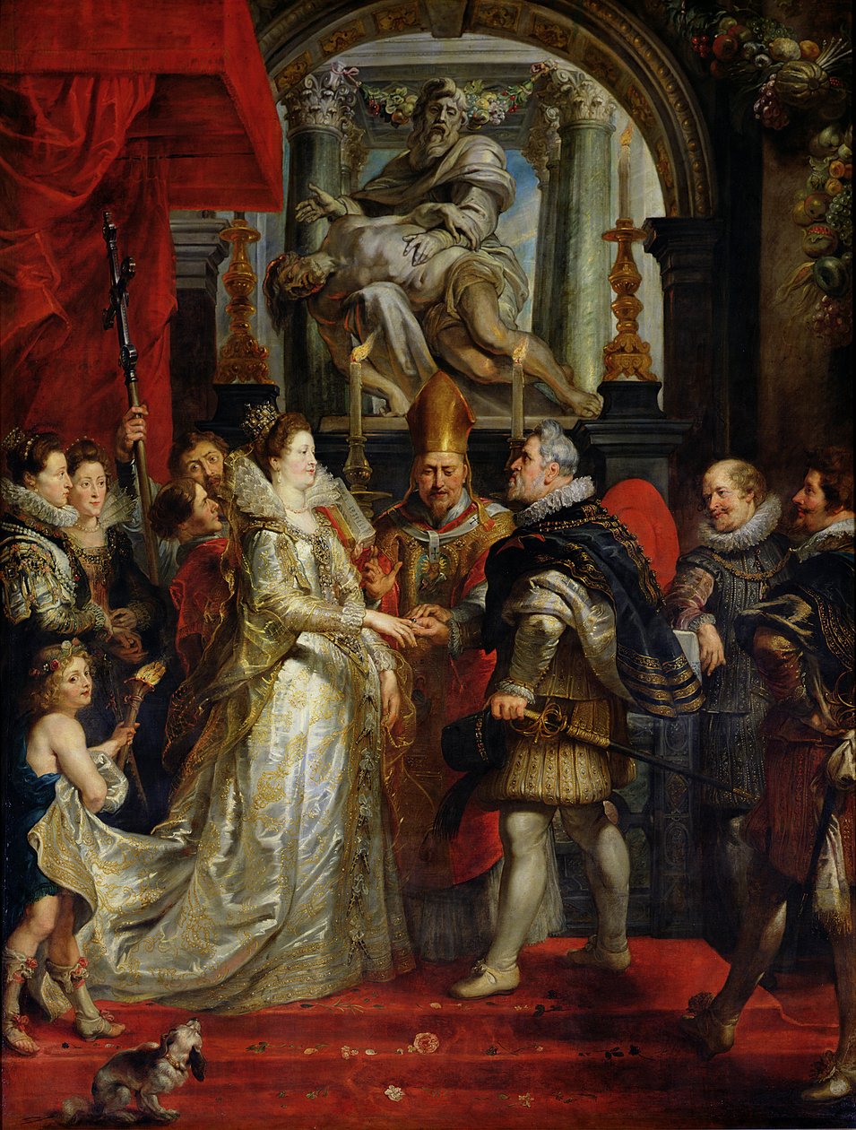 Marie de Medici (1573-1642) og Henri IV (1573-1642) blev gift ved fuldmagt 5. oktober 1600, 1621-25 af Peter Paul Rubens