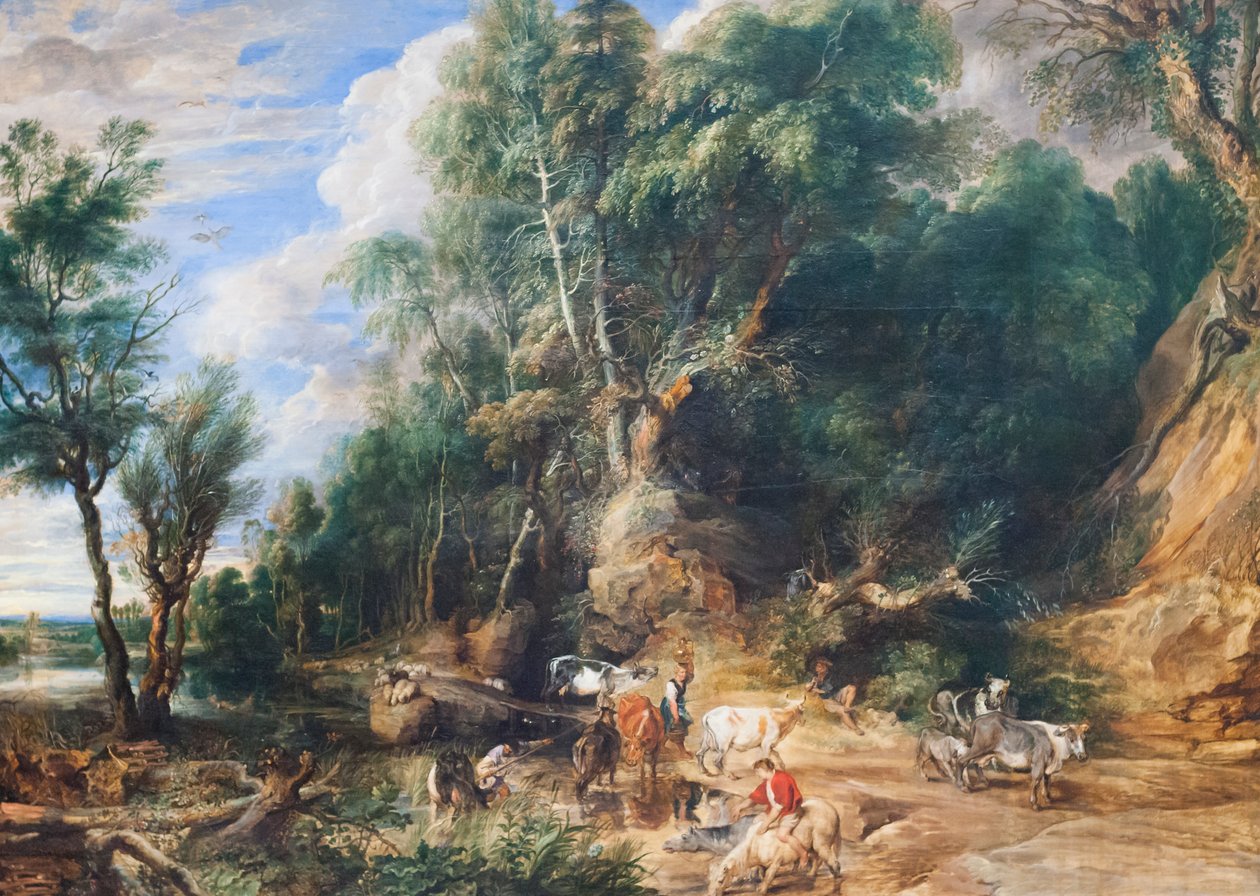 The Watering Place, ca. 1615-22 (olie på eg) af Peter Paul Rubens