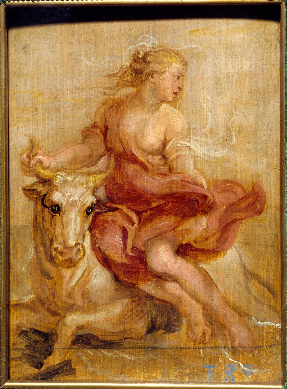 Bortførelsen af Europa Blodtegning af Pierre Paul (Pierre-Paul) Rubens (eller Peter Paul eller Petrus Paulus) (1577-1640) Søn. 0,18x0,13 m Madrid Prado Museum af Peter Paul Rubens