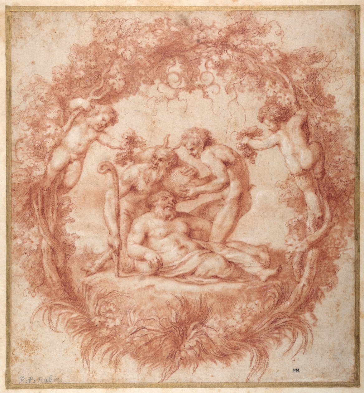Designet af Tazza Farnese (rødt kridt med gouache på papir) af Peter Paul Rubens