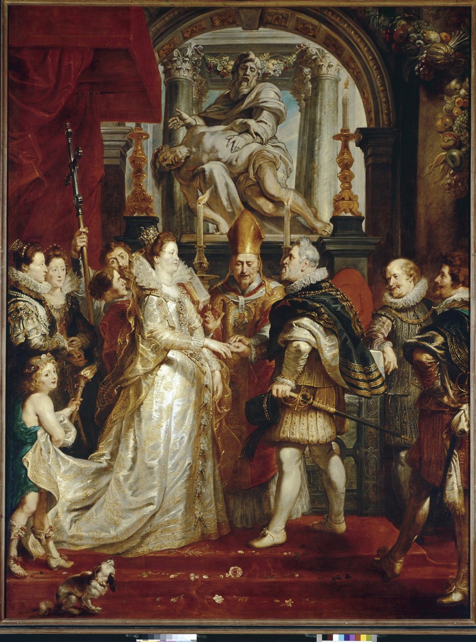 Ægteskabet ved fuldmagt mellem Maria De Medici og Henrik IV (olie på lærred af Peter Paul Rubens
