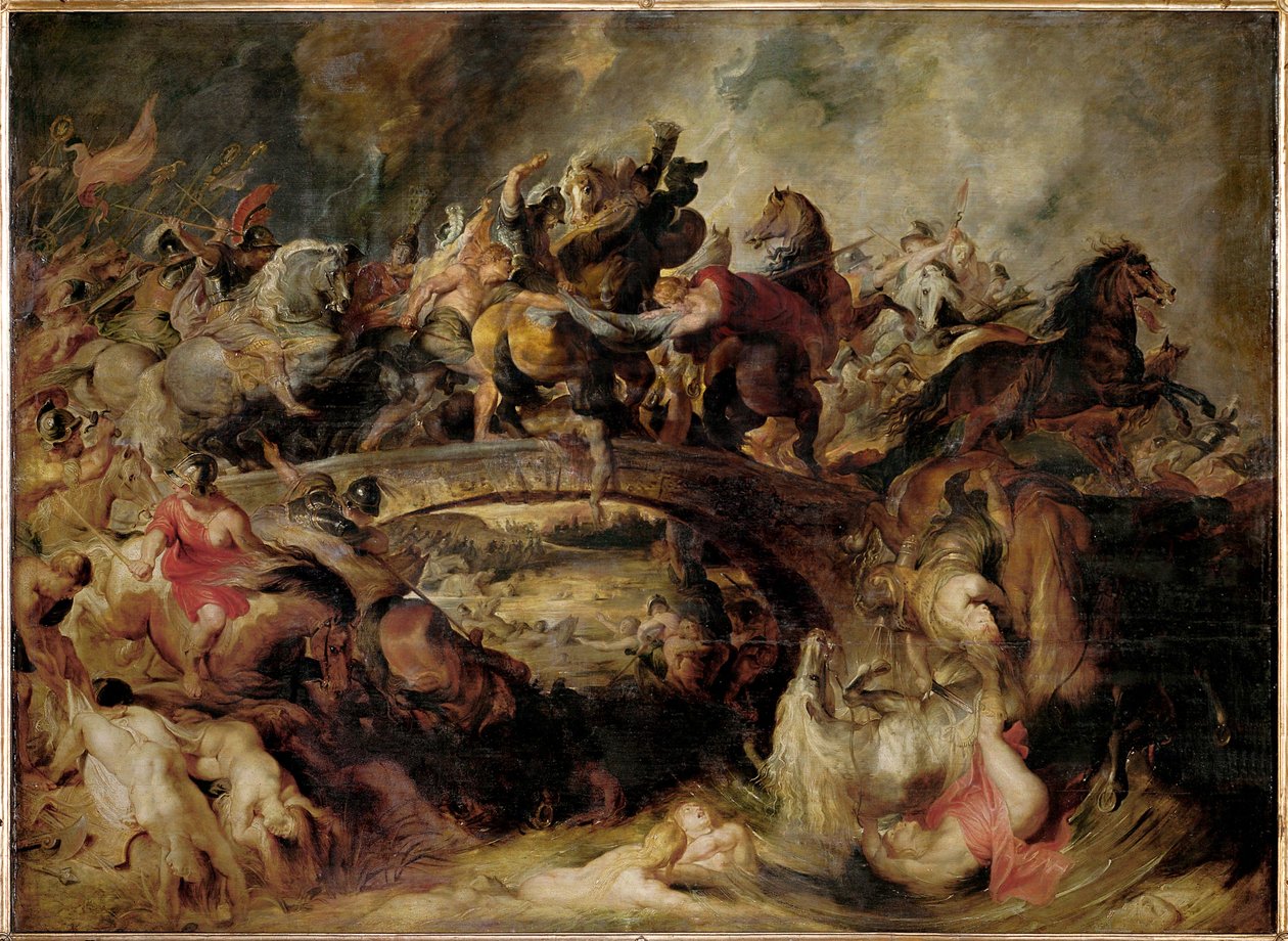 Theseus, konge af Athen, kæmper mod Talestris (maleri på egetræ) af Peter Paul Rubens