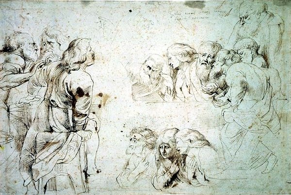 Tre grupper af apostle ved den sidste nadver (tegning) af Peter Paul Rubens