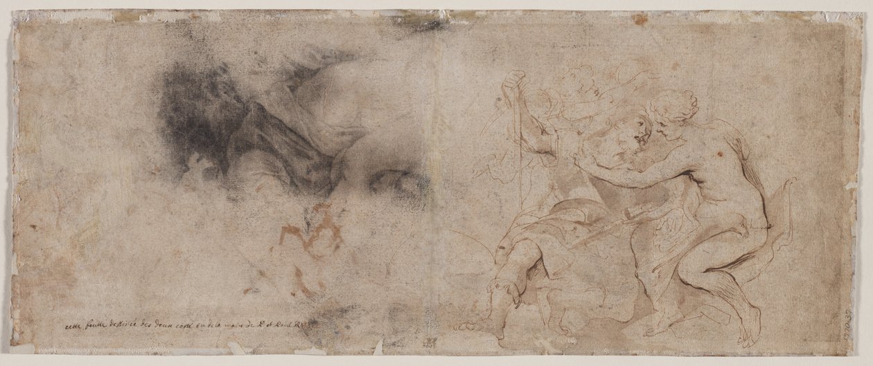 Venus afvæbner Mars, Drapery Study (verso) af Peter Paul Rubens