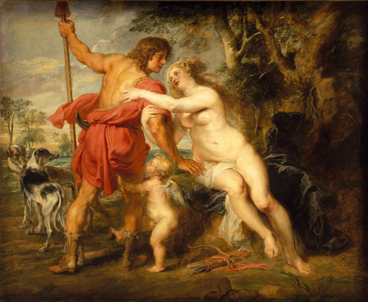 Venus og Adonis, ca. 1635 af Peter Paul Rubens