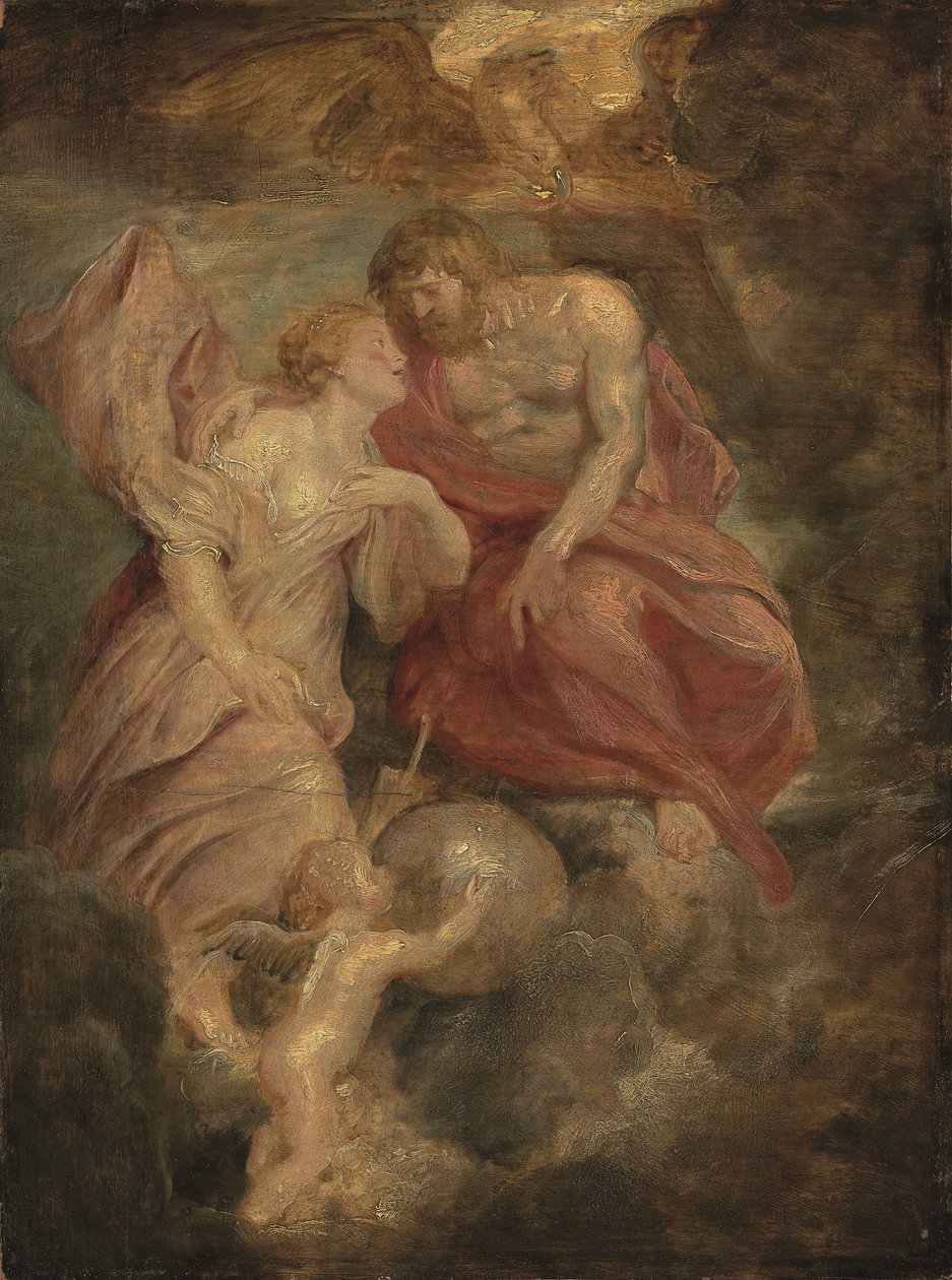 Venus bønfalder Jupiter (olie på egetræspanel) af Peter Paul Rubens