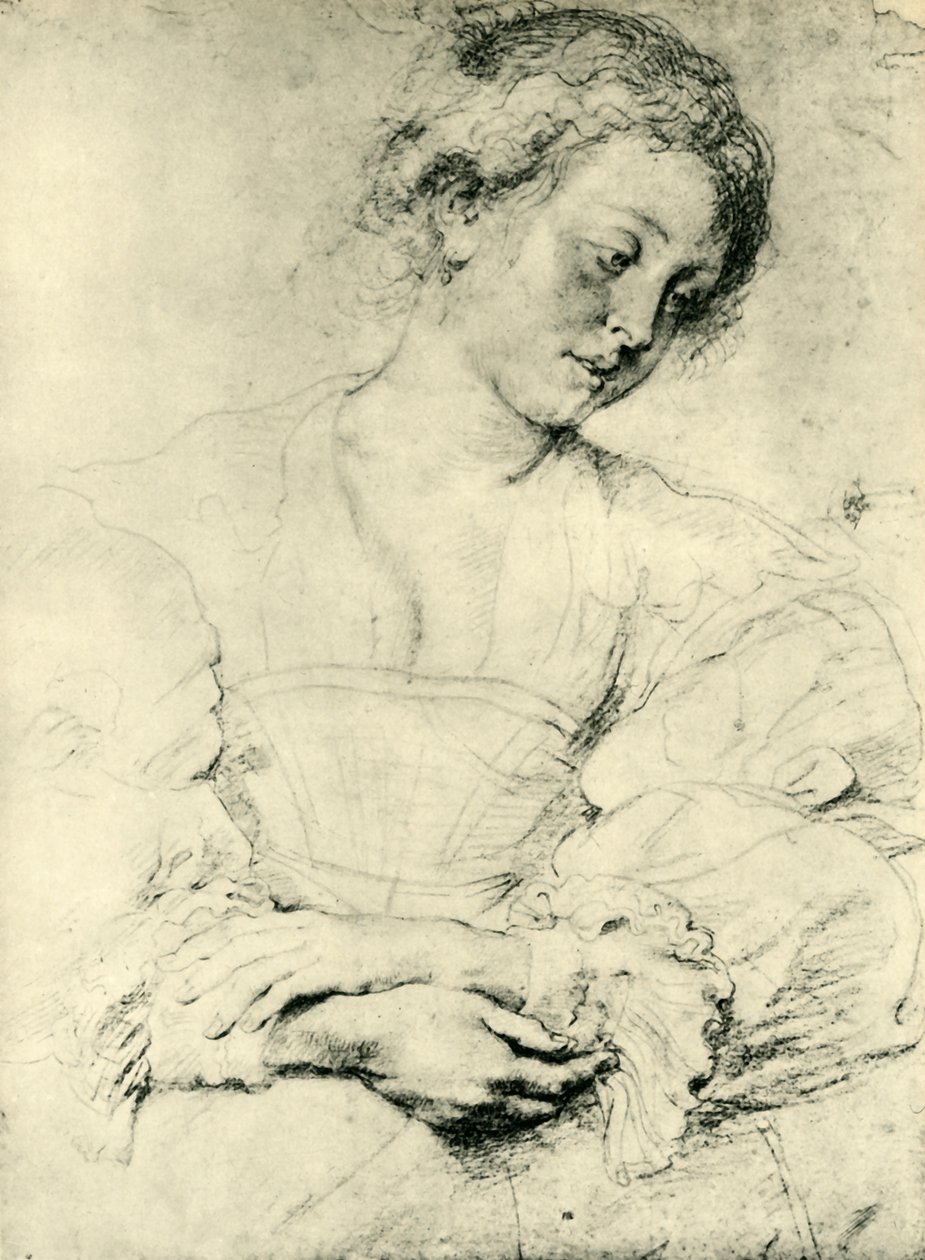 Ung kvinde med foldede hænder, 1629-1630, 1943. af Peter Paul Rubens