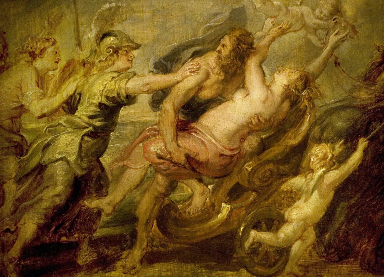 bortførelsen af Proserpine omkring 1636, af Pierre Paul (Pierre-Paul) Rubens (eller Peter Paul eller Petrus Paulus) (1577-1640), Proserpine, årstidernes romerske gudinde, kidnappet af Pluto underverdenens gud for at gøre sin kone; Minerve, Venus og Diane f af Peter Paul Rubens