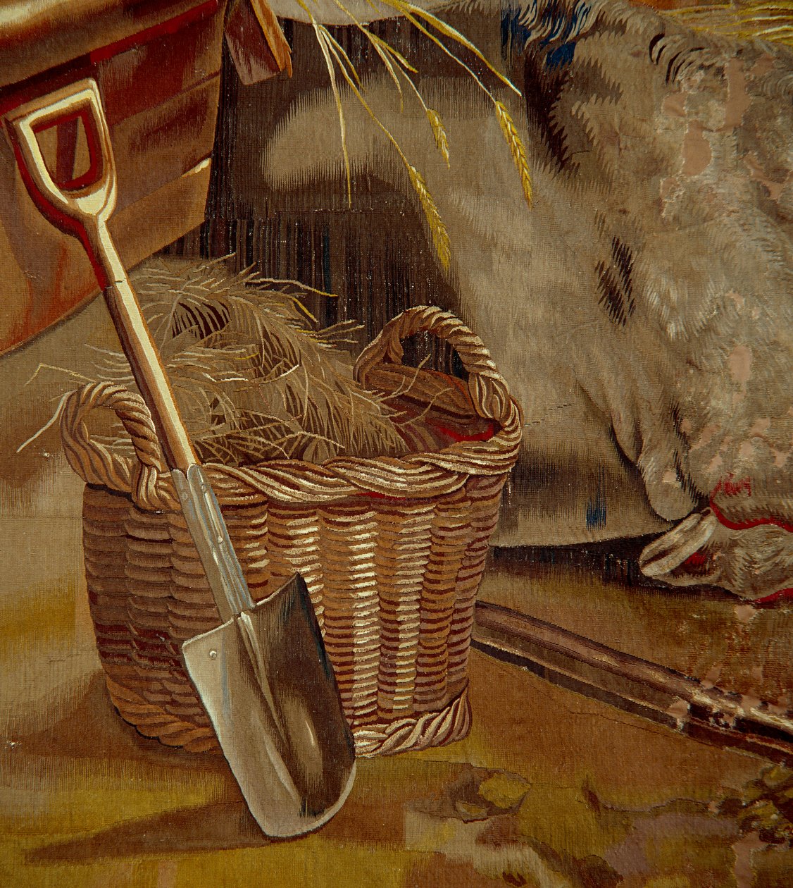 Tilbedelse af Kristusbarnet, detalje af den flamske skoles gobelin, ca. 1600-50 af Peter Paul after Rubens