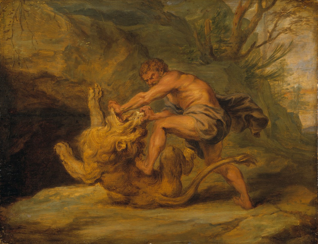 Samson og Løven, ca. 1640 af Peter Paul studio of Rubens