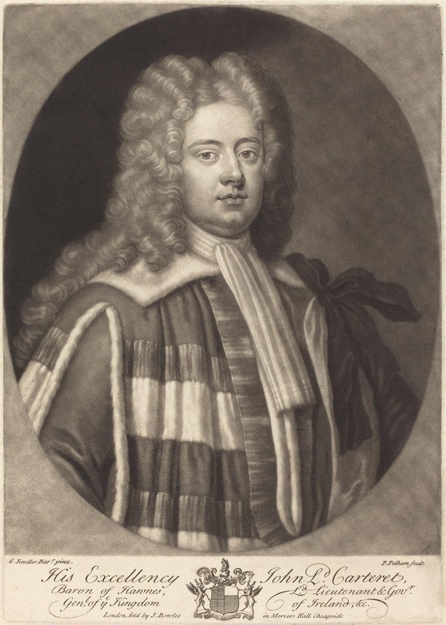 John, Lord Carteret af Peter Pelham after Sir Godfrey Kneller