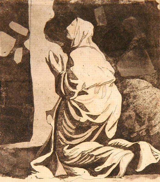 Elias i ørkenen (akvatint) af Peter Perez Burdett