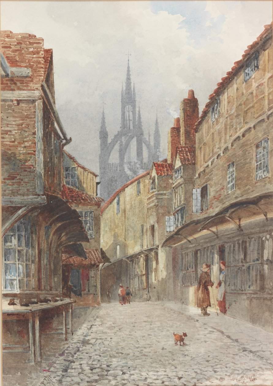 Castle Garth, Newcastle (akvarel på papir) af Peter Petersen Toft