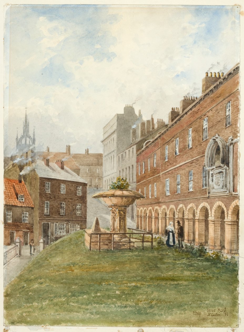 Holy Jesus Hospital, Newcastle upon Tyne (kropsfarve, blyant og akvarel på papir) af Peter Petersen Toft
