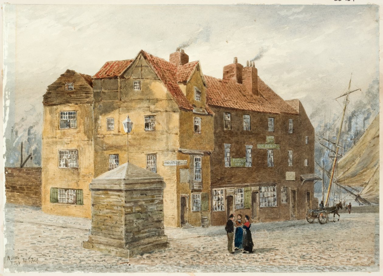 Sandgate (Portland Arms Inn) (blyant og akvarel på papir på kort) af Peter Petersen Toft