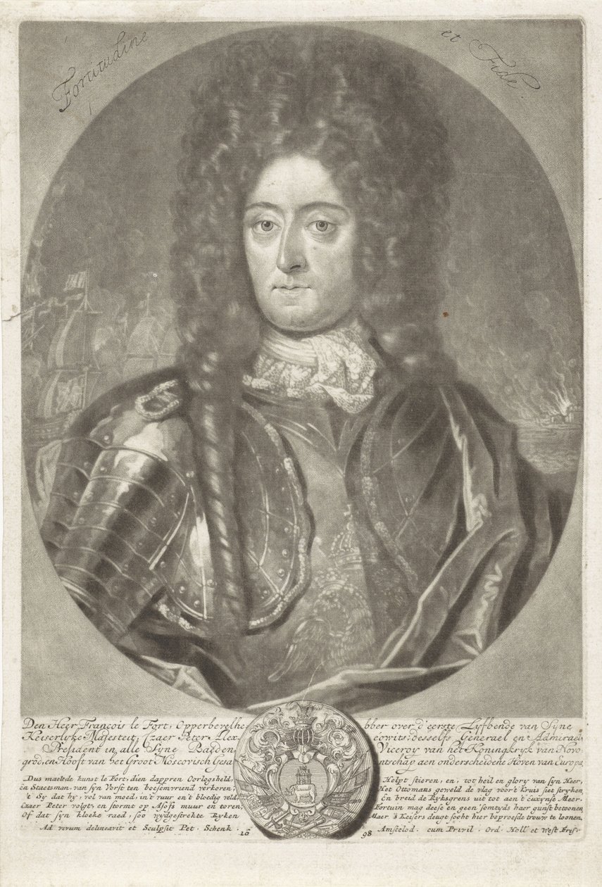 Portræt af generaladmiral Francois Lefort 1656-1699, 1698. af Peter Schenk