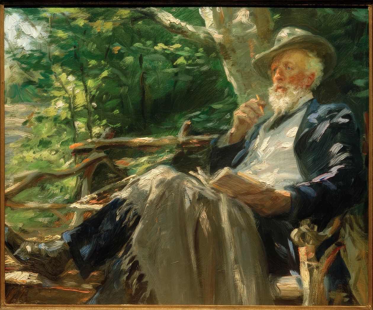 Portræt af digteren Holger Drachmann i Skagenskoven af Peder Severin Krøyer