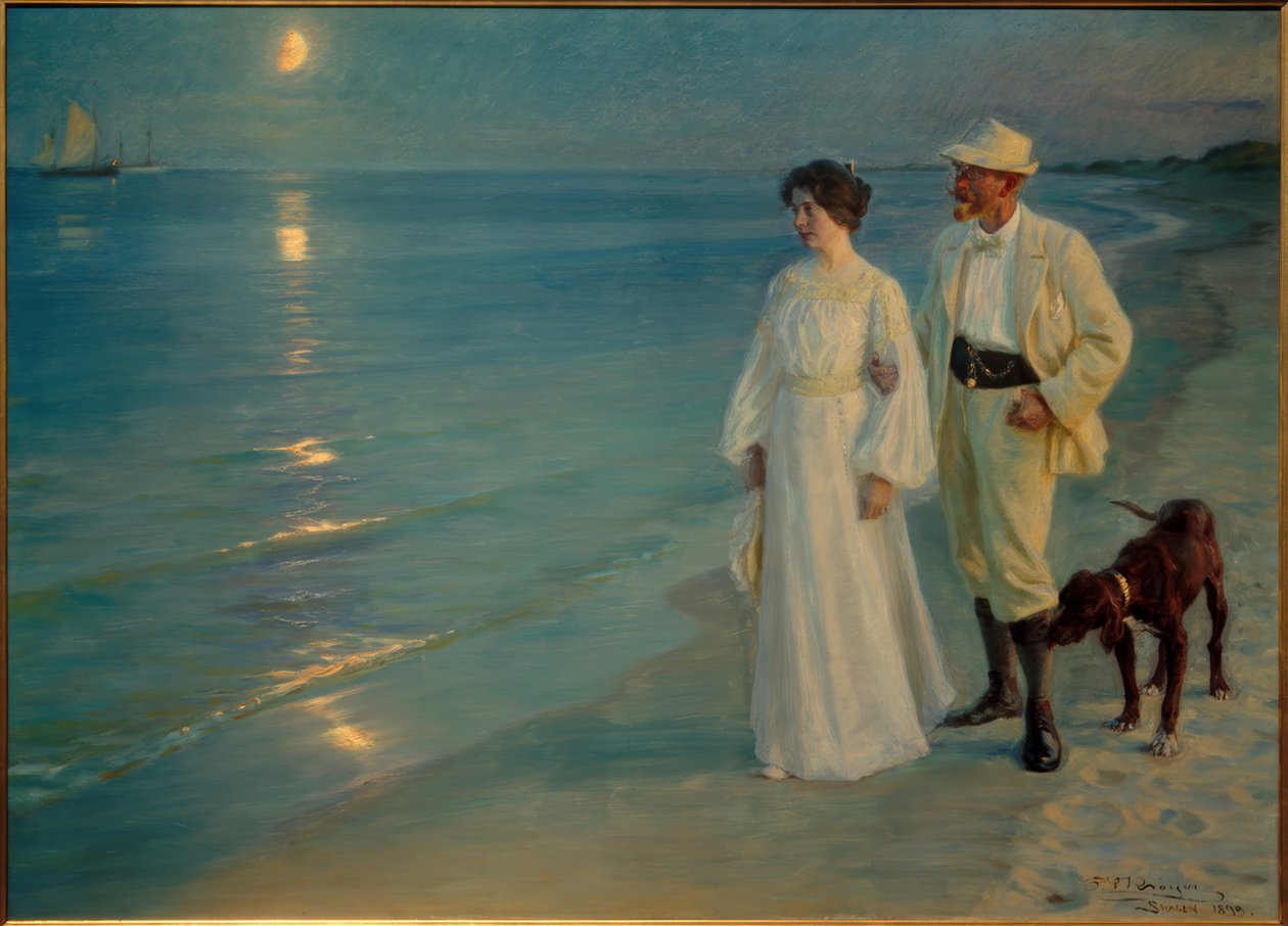 Sommeraften på Skagen strand. Kunstneren og hans kone af Peder Severin Krøyer