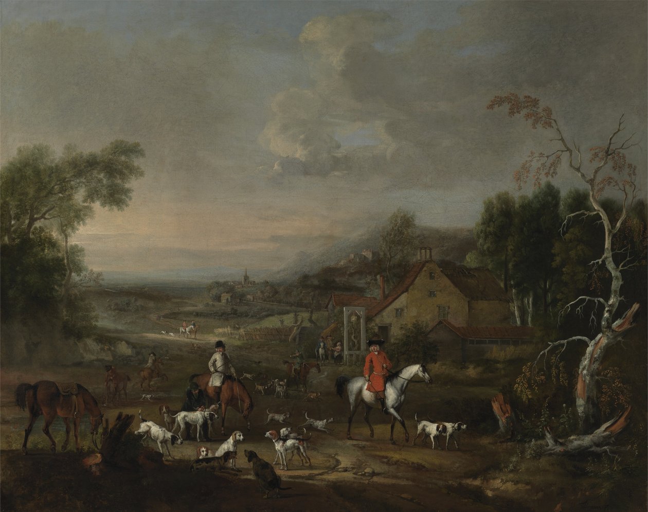 Pastor Jemmet Browne ved et møde mellem rævehunde, ca. 1730 (olie på lærred) af Peter Tillemans