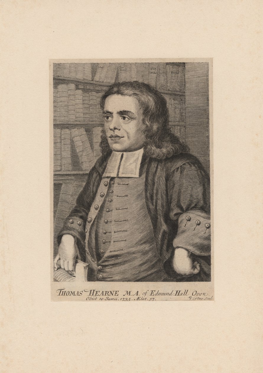 Thomas Hearne, graveret af George Vertue (1683-1756), ca. 1735 af Peter Tillemans
