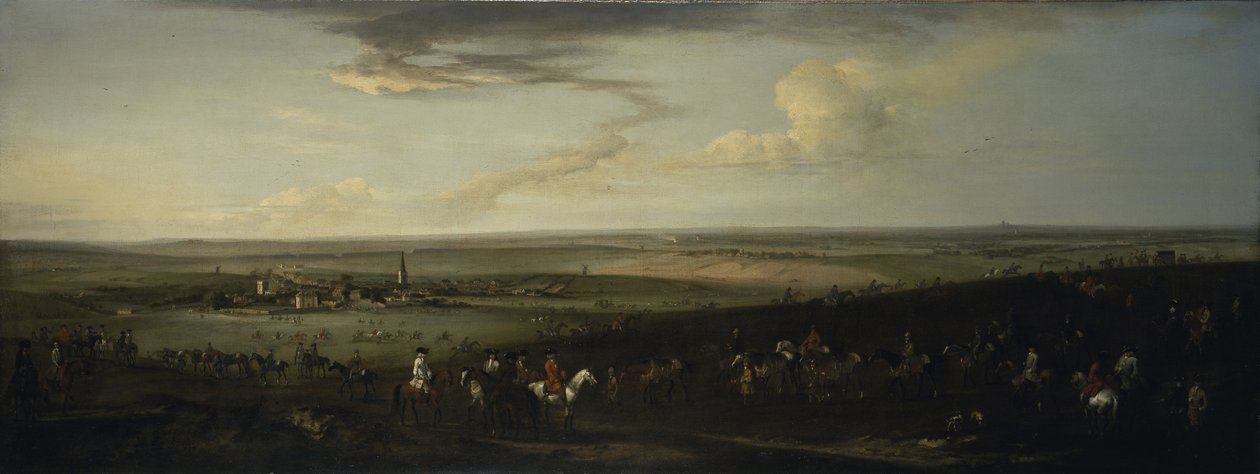 Udsigt over det gamle Newmarket med Watering Course på Warren Hill (olie på lærred) af Peter Tillemans