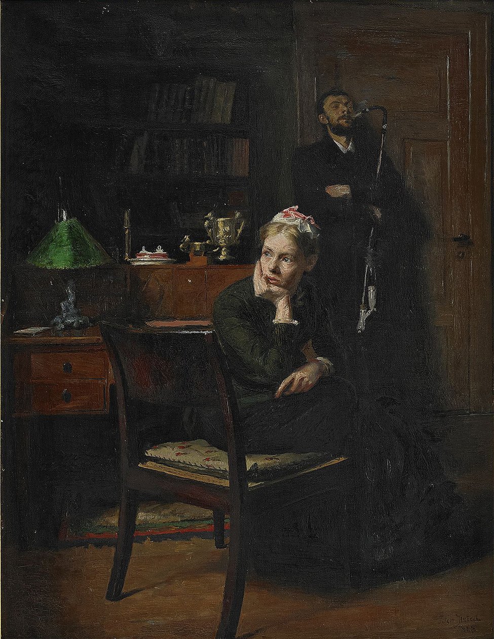Familiescene i et interiør, 1885 af Peter Vilhelm Ilsted
