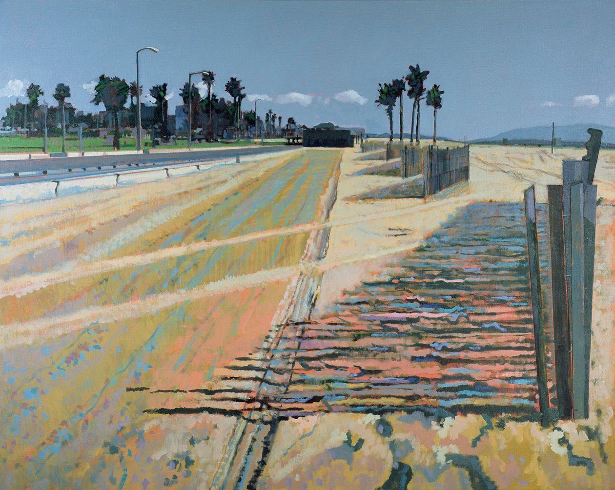 Fence on the Beach, Santa Monica, USA, 2002 (olie på linned) af Peter Wilson
