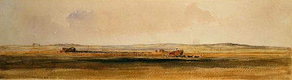 Høst i Lincolnshire Wolds (akvarel på papir) af Peter de Wint
