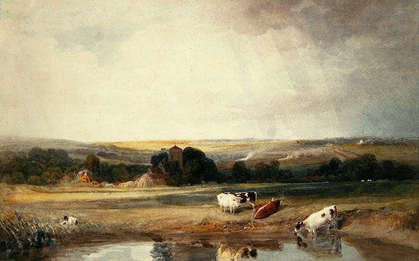 Marsworth Church, nær Tring (akvarel på papir) af Peter de Wint